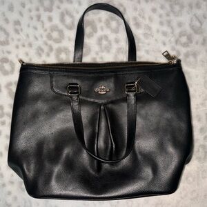 Gently Used Coach Satchel. $75 Black Leather. With Gold hardware.